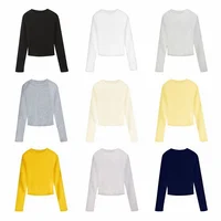 T Shirts for Women Cotton O Neck Long Sleeve Sexy Tops Autumn Casual Skinny Slim Basic Woman TShirts Black White Grey Clothing