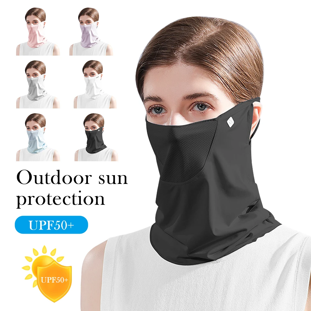 

Ice Silk Sunscreen Mask Women Summer Anti-UV Quick-drying Face Cover Scarf Breathable Lady Neck Protection Hanging Ear Headband