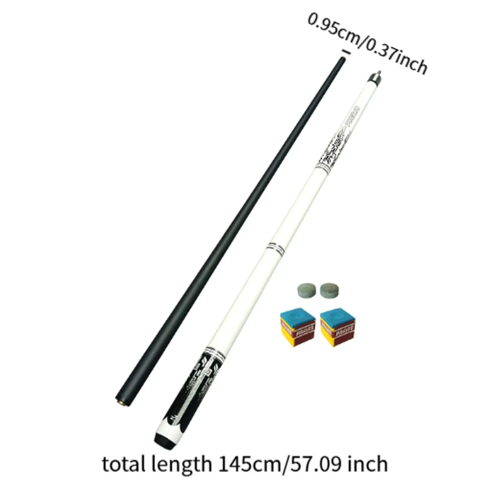 1/2 분할형 카본 파이버 당구 큐대 0.95cm 팁 휴대용 액세서리