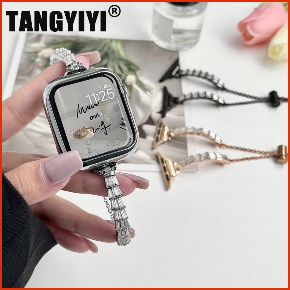 

Fashion Glitter Crown Strap For Apple Watch Ultra 49mm iWatch Series 6 7 8 SE 5 38/40/41mm 42/44/45mm Metal Steel Band Bracelet