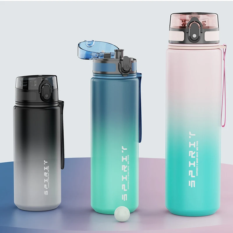 

1000ml fitness sports water cup outdoor travel gym fitness frosted water bottle hiking camping portable leak-proof water bottle