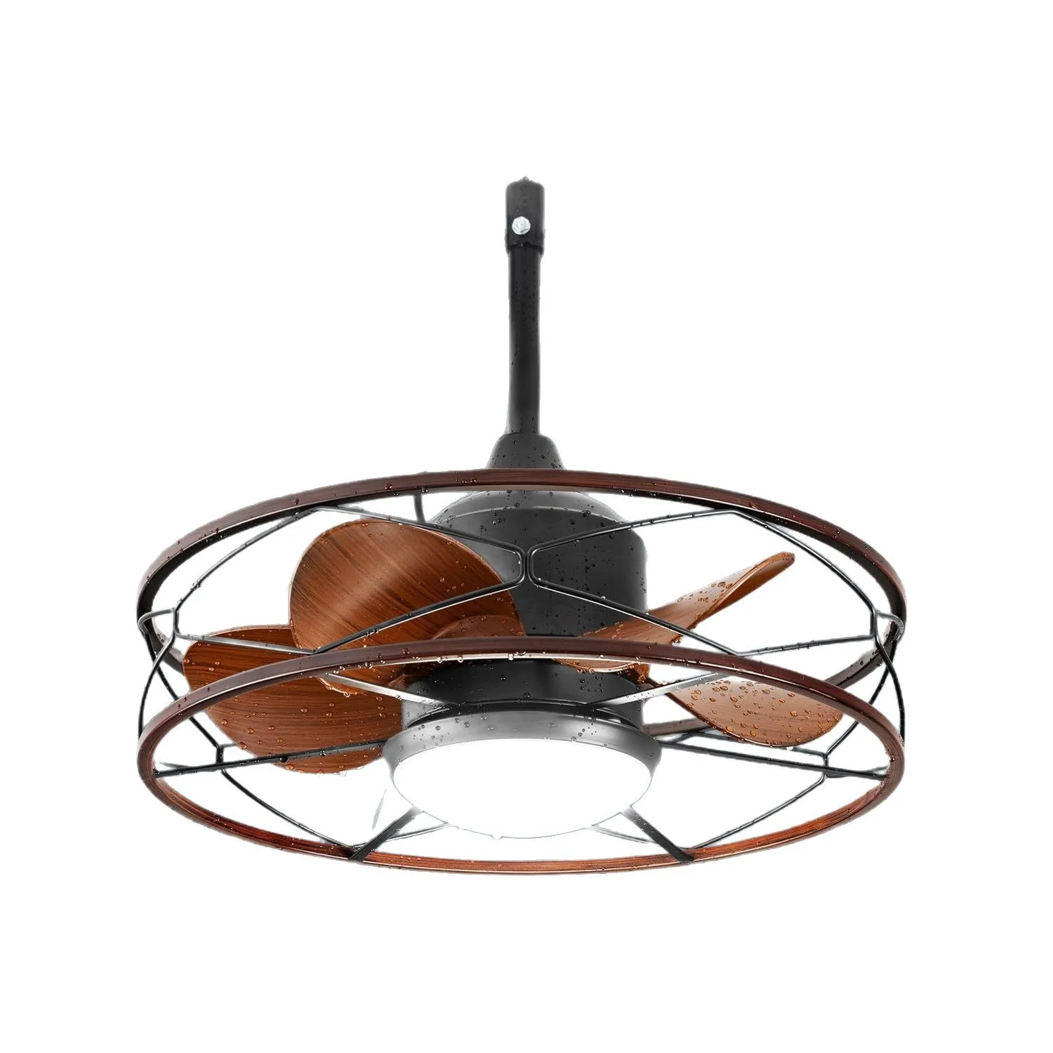 20인치 LED 야외 천장 선풍기 (조명 및 리모컨 포함), 방수 정자형 선풍기 (후크 포함, 검정색), 파티오, 퍼걸라, 현관용