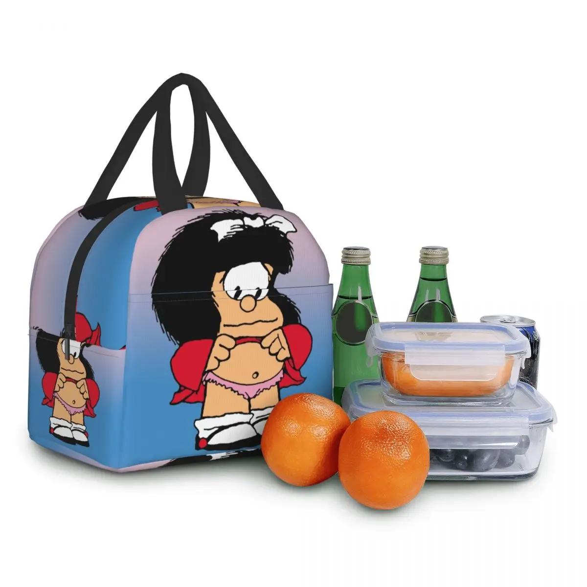 Funny Mafalda Thermal Insulated Lunch Bag Women Quino Comic Resuable Lunch Container for School Office Multifunction Food Box