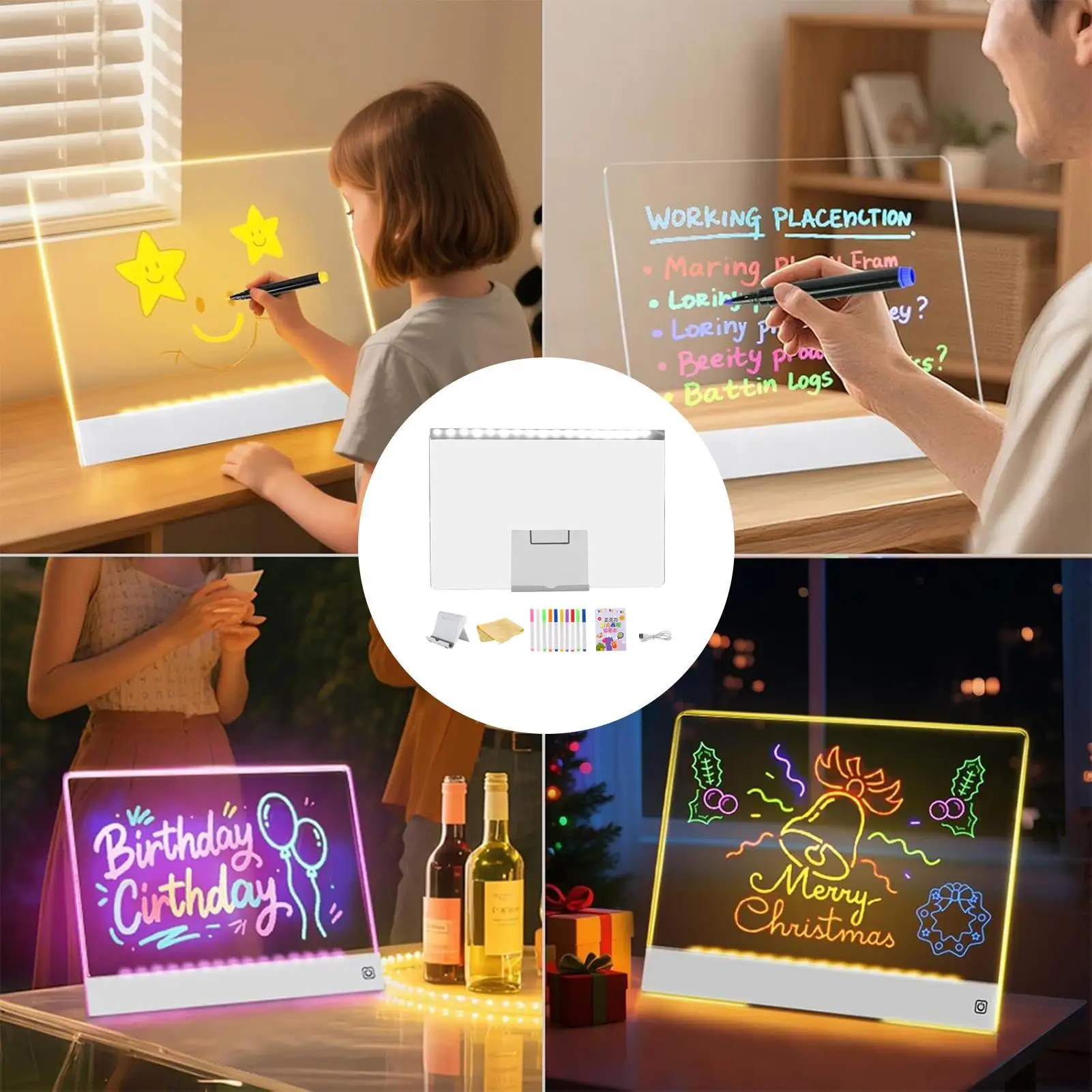 LED 메모 보드 USB 플러그인 메시지 패드 지울 수 있는 LED 메시지 보..
