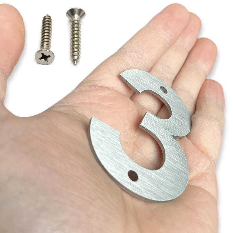 75MM Stainless Steel Outdoor House Number 0-9 Metal Doorplates Garden Yard Street Address Signs Door Mailbox Numbers Screws