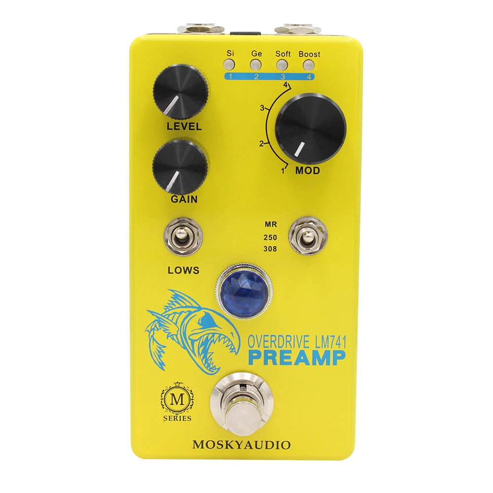 MOSKY LM741 Preamp Guitar Pedal Distortion Overdrive Electric Guitar Effects 4 Modes Button Suitable for Bass