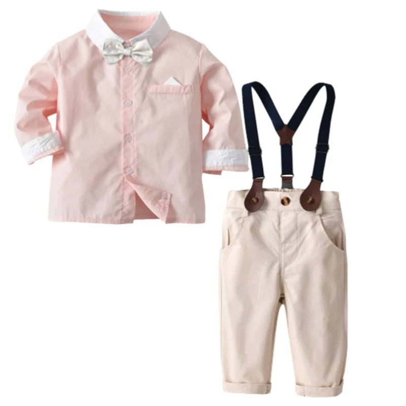 Tanie Zestaw ubranek dla chłopca strój dżentelmen różowa koszula sklep