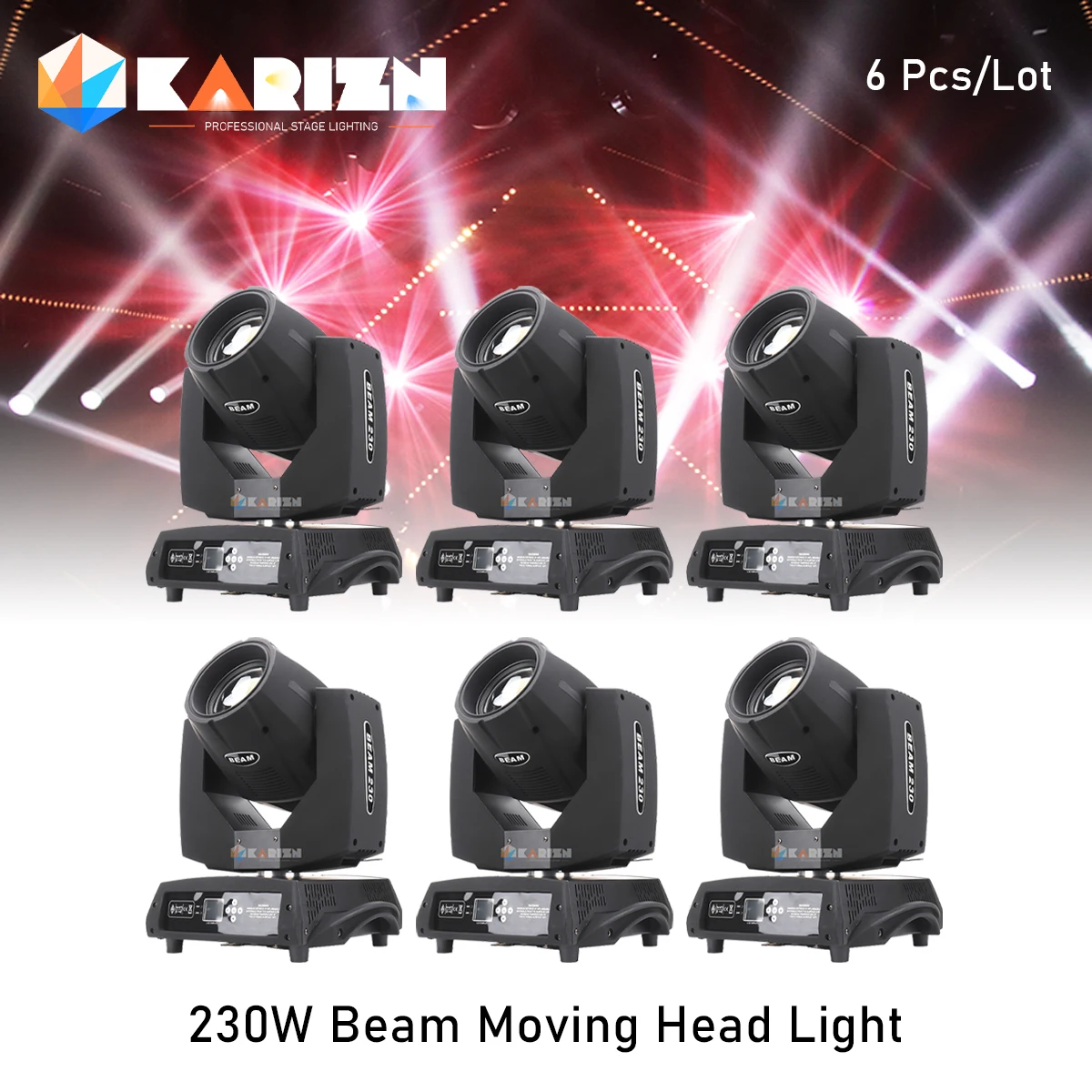 

No Tax 6Pcs Stage Light 230W Moving Head Beam Stage Effect Professional DJ Lights For Christmas Party Dance Nightclub