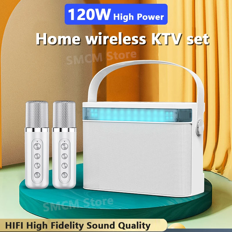 

120W High Power RGB Pickup Rhythm Light Wireless Portable Microphone Bluetooth Speaker Sound Family Karaoke TF Subwoofer Ys-224