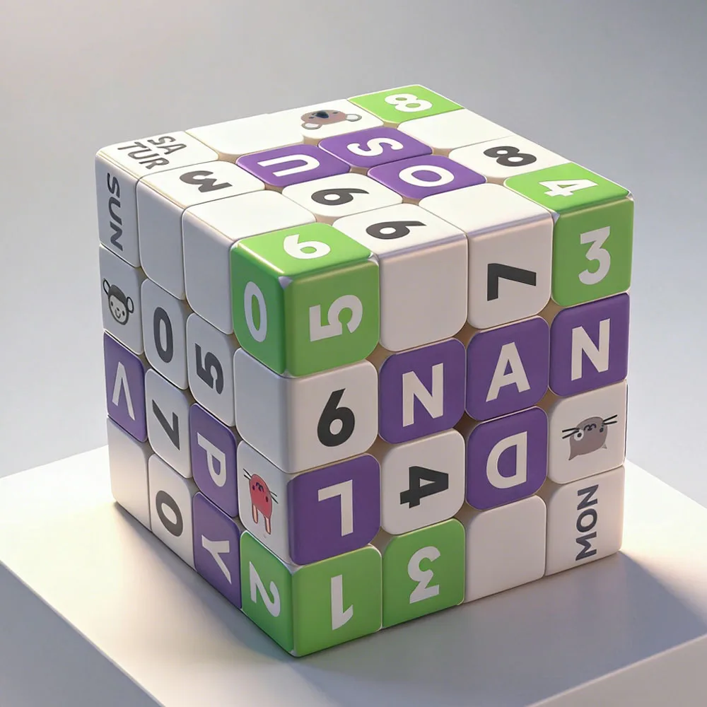 4x4 큐브, 4x4x4 타임 앤 캘린더 UV 컬러 프린트 릴랙스 퍼즐, 전문가용 스무스 스피드 큐브 퍼즐 큐브, 생일 선물