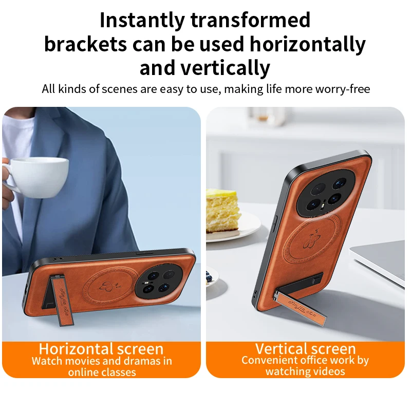 Leather Stand Case with Magnetic Closure and Full Camera Protection