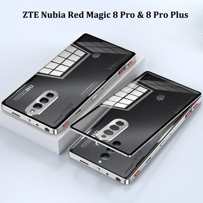 

Прозрачная стеклянная задняя крышка с металлическим бампером для ZTE Nubia Red Magic 8 Pro Plus 5G NX729J, металлическая защита для объектива камеры, Жесткий Чехол