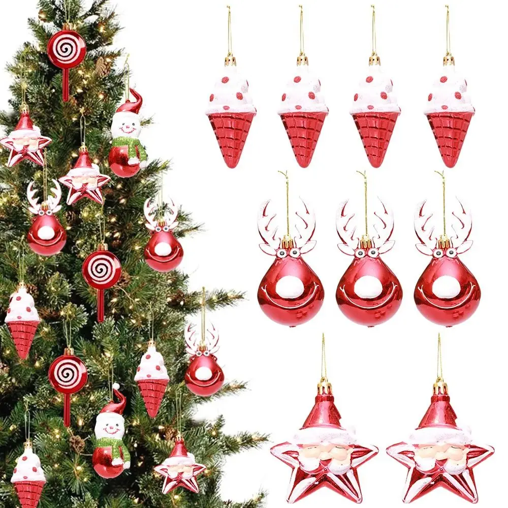 

6/3Pcs Lollipop Christmas Pendant New Year Gift Ice Cream Candy Christmas Ornaments Santa Claus Snowman Xmas Tree Hanging Ball