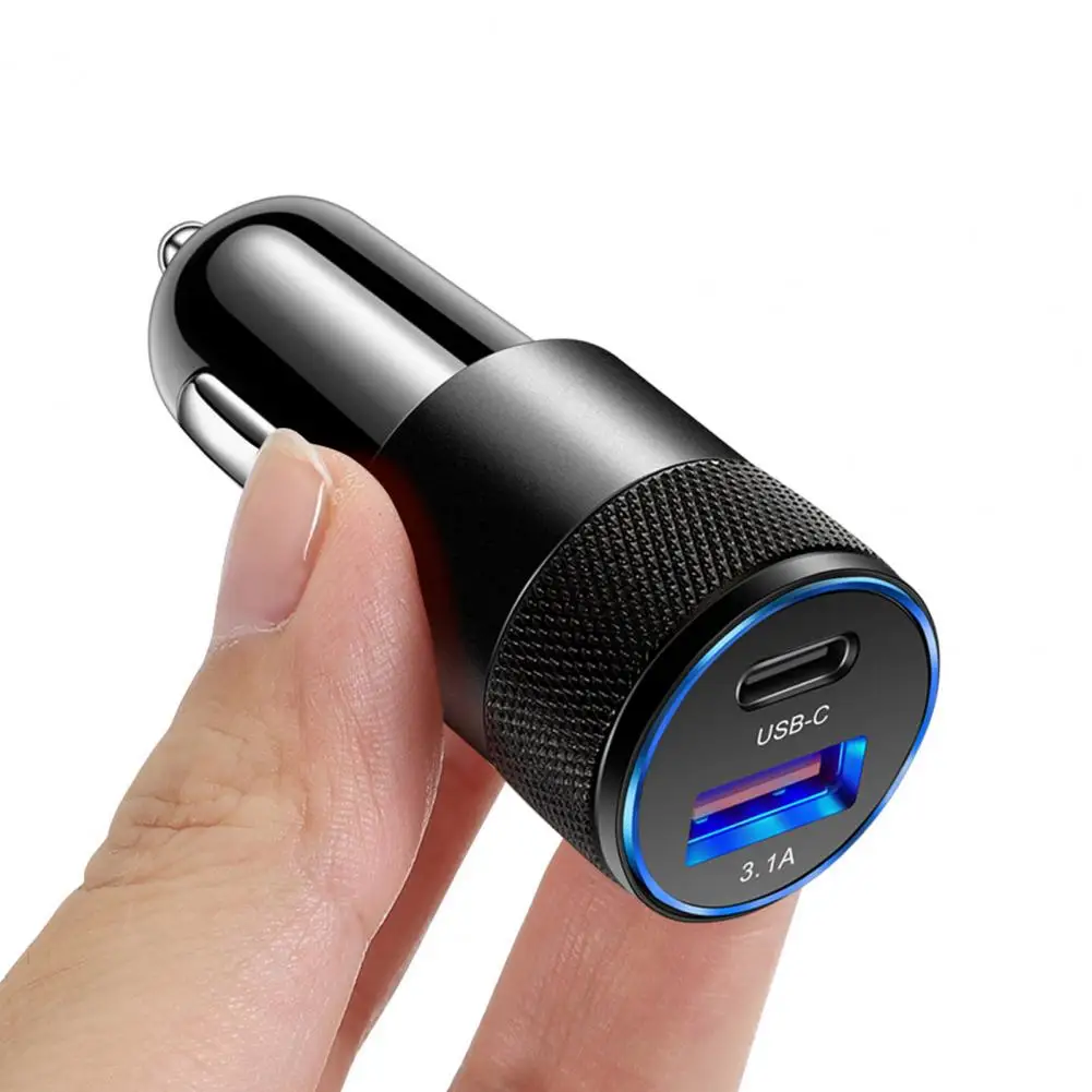 Car Charger  Reliable No Damage ABS  USB+PD Car Phone Charger Car Supply