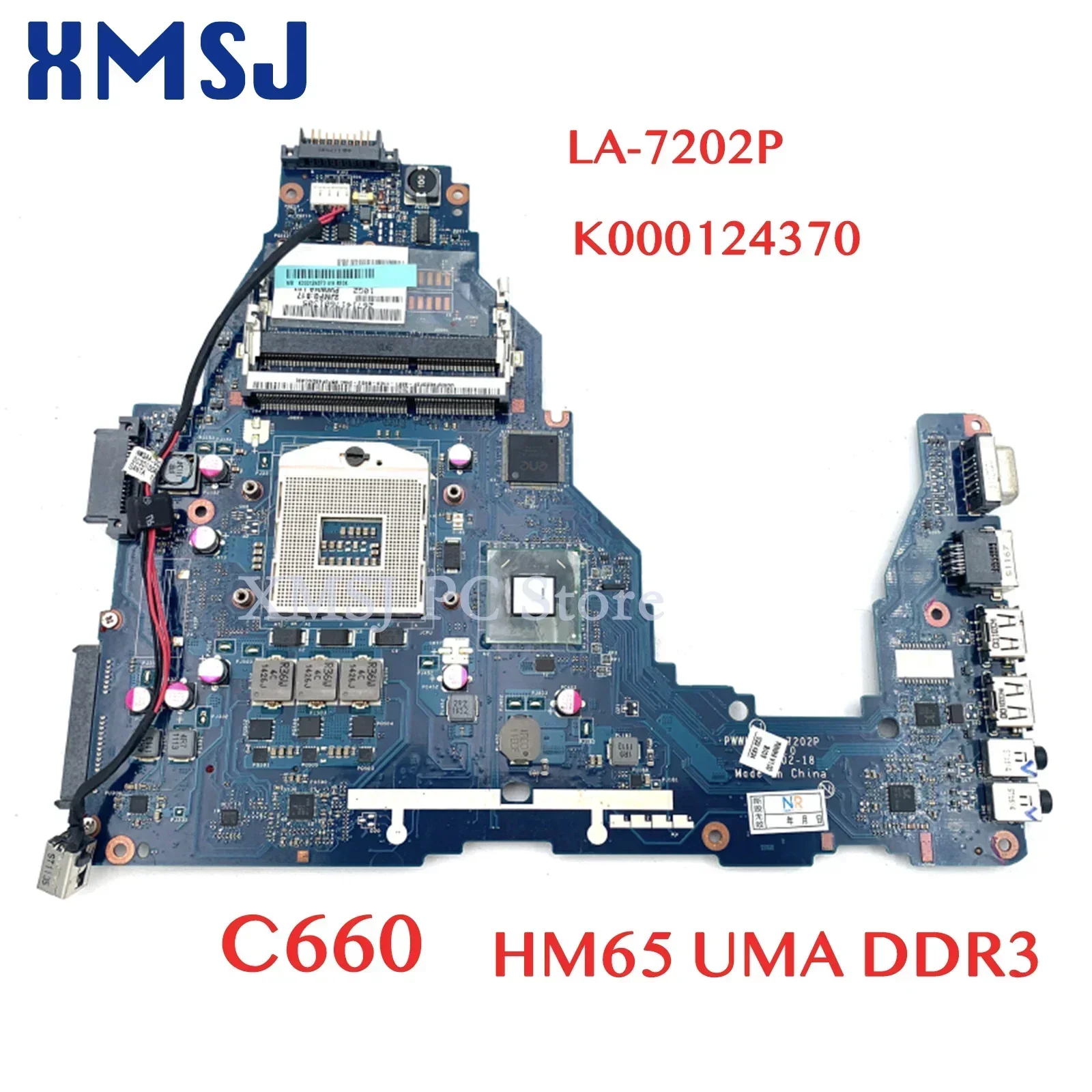 

XMSJ For Toshiba Satellite C660 Laptop Motherboard PWWHA LA-7202P K000124370 HM65 UMA DDR3 Main Board Fully Tested