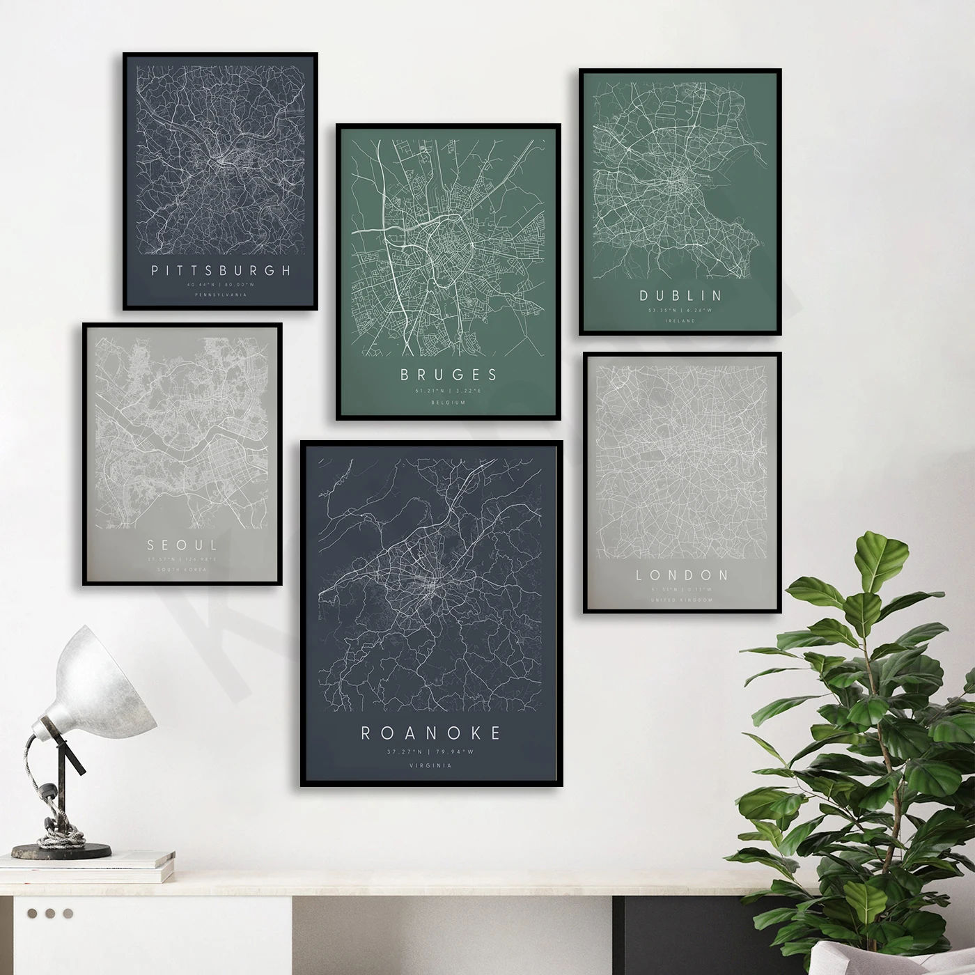 Wilton Washington Roanoke Pittsburgh Melbourne Chicago Boise Londra Seoul London. Poster Della Mappa Della Strada Della Città