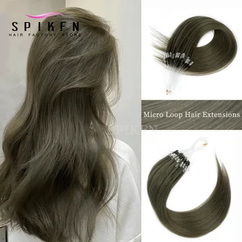 Grass Green Micro Loop Hair Extensionsple Natural Straight  Micro Ring Link Hair Loop Ring Human Hair Extension For Cosplay