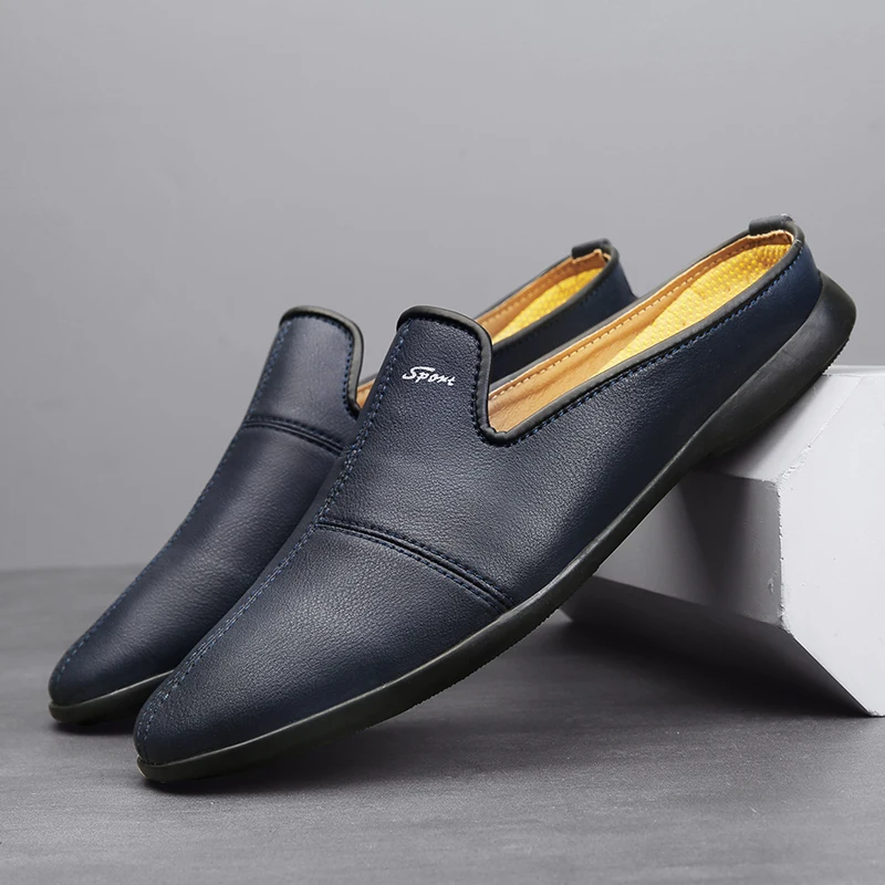 

Breathable Italian Shoes Men Casual Leather Loafers Slip-On Moccasins Outdoor Drive Flats Non-slip Slippers Fashion Summer Shoes