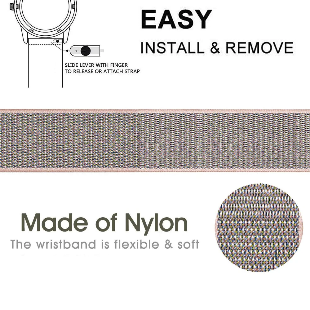 Nylon Loop Watch Strap - 18MM Bracelet, Universal Fit