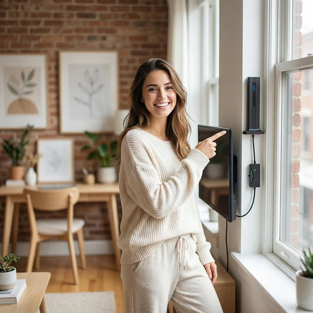 Enhanced Long-Range Indoor TV Antenna with Signal Amplifier - Supports HD and 4K Channels