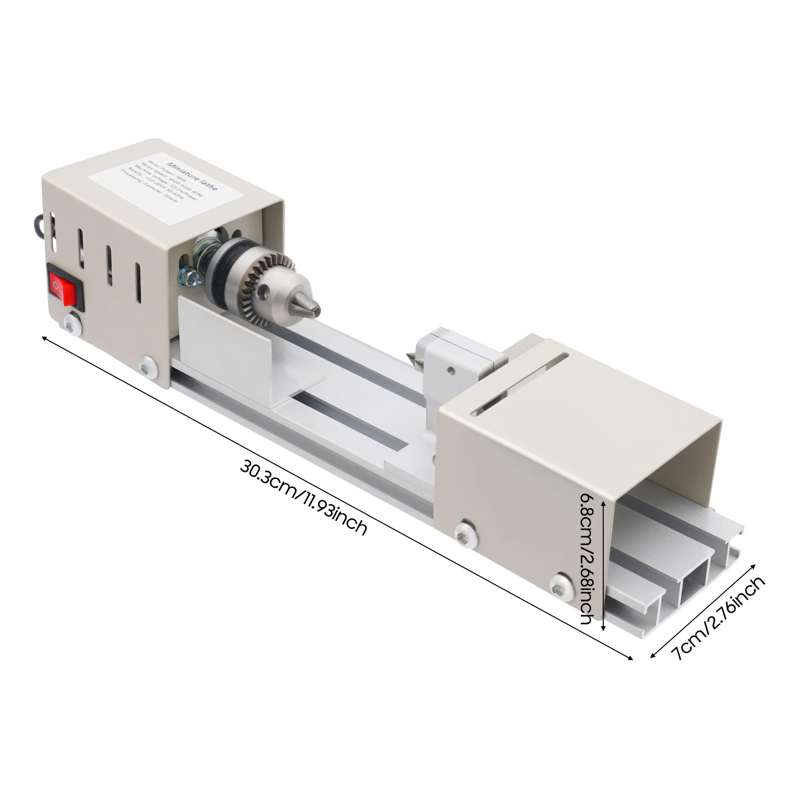 100 W Mini-Drehmaschine, 7 Gänge, verstellbares Werkzeug, DIY, kleine Holzbearbeitung, Holzdrehmaschine, Fräsen, Schleifen, Politur, 4000–9000 U/min – Detail 2