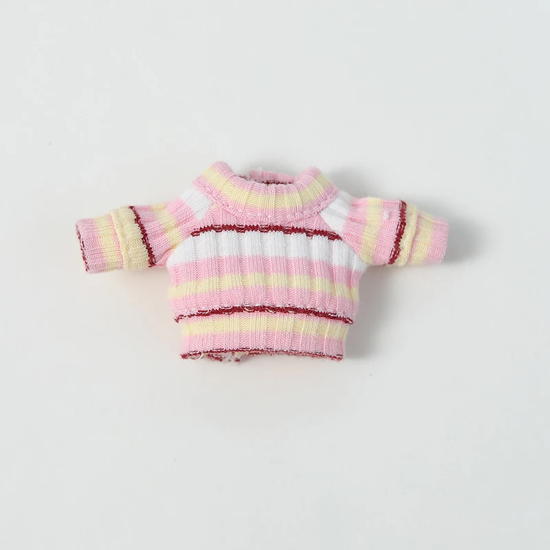 Ob11 Doll Candy Colors Jean Pant Clothes Cute Rainbow Short Sleeve Stripe Sweater Diy Dress Up Toys For Obitsu 11 Gsc YMY Molly 6