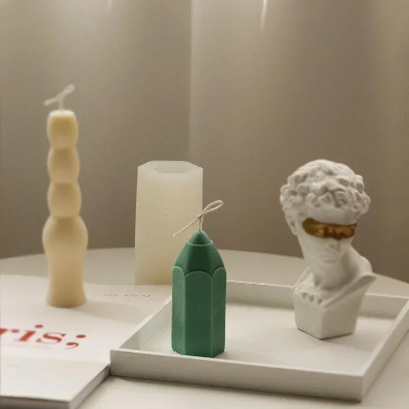 3D Pencil Shaped Silicone Candle Mold DIY Cylindrical Aromatherapy Candle Soap Gypsum Resin Handmade Candle Making Product Mold