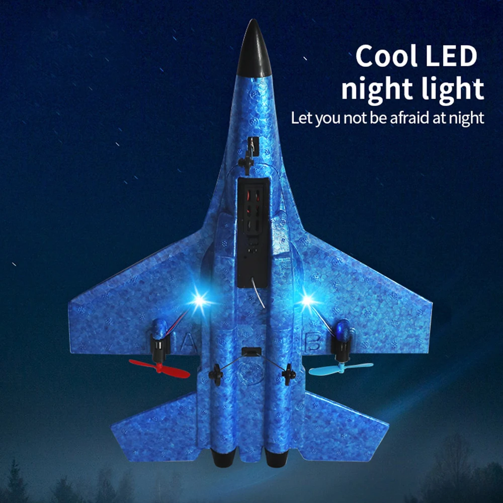 RC Plane SU27 2.4G With LED Lights Aircraft Remote Control Flying Model Glider EPP Foam Toys Airplane For Children Gifts rc rtf 3