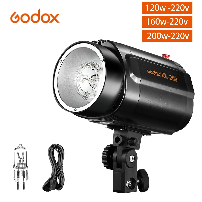 

Godox Flash Pioneer 120w 160w 200W 220V Photographic Lighting For Photo Studio Suitable For Soft Umbrella Snoot Honeycomb Cover