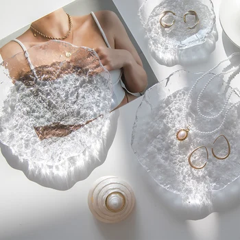 Vassoi decorativi in acrilico Gioielli Orecchini Vassoio portaoggetti per profumo Supporto da tavolo Torta da dessert Piatto per biscotti Vassoio espositore per tazze da caffè