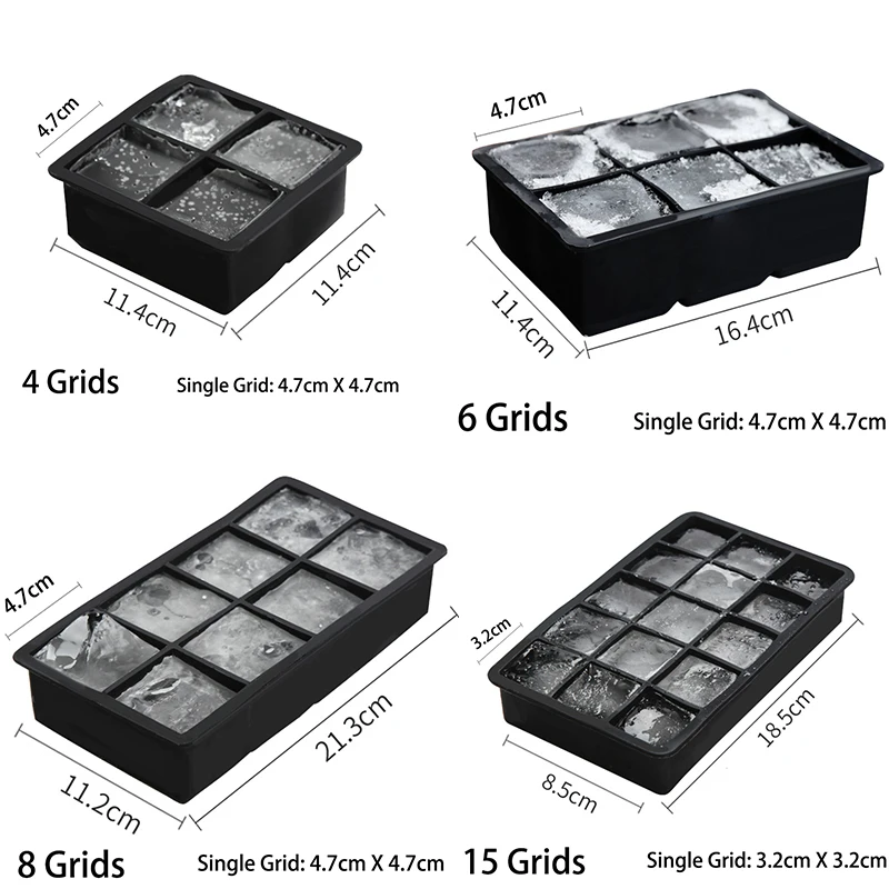 6/8 Grid Big Tray Mold For Cocktails Silicone Ice Cube Trays Freezer Easy  Release Mold Big Ice Cube Maker Mold Dropshipping - AliExpress