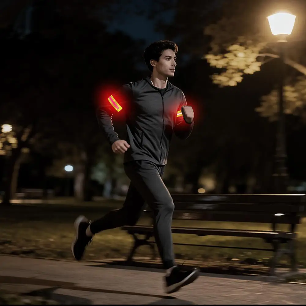 Night Sports Safety Reflector Tape LED Light Up Armband Outdoor Running Cycling  Safety Reflector Arm Belt Glow Sports Bracelet