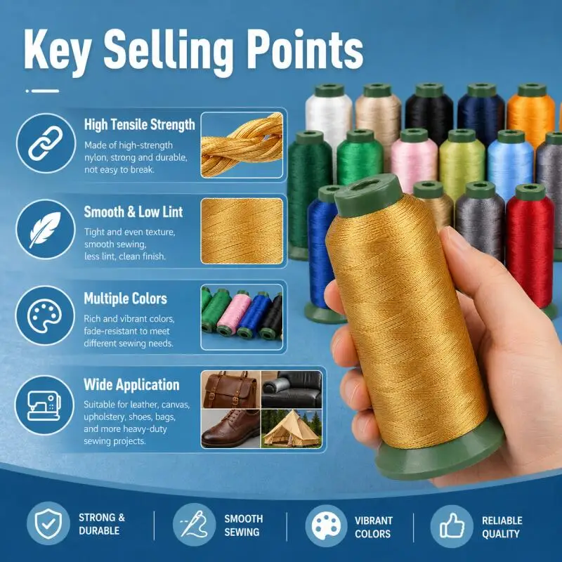 High Strength All-Purpose Heavy Duty Nylon Sewing Thread for Upholstery and Crafts