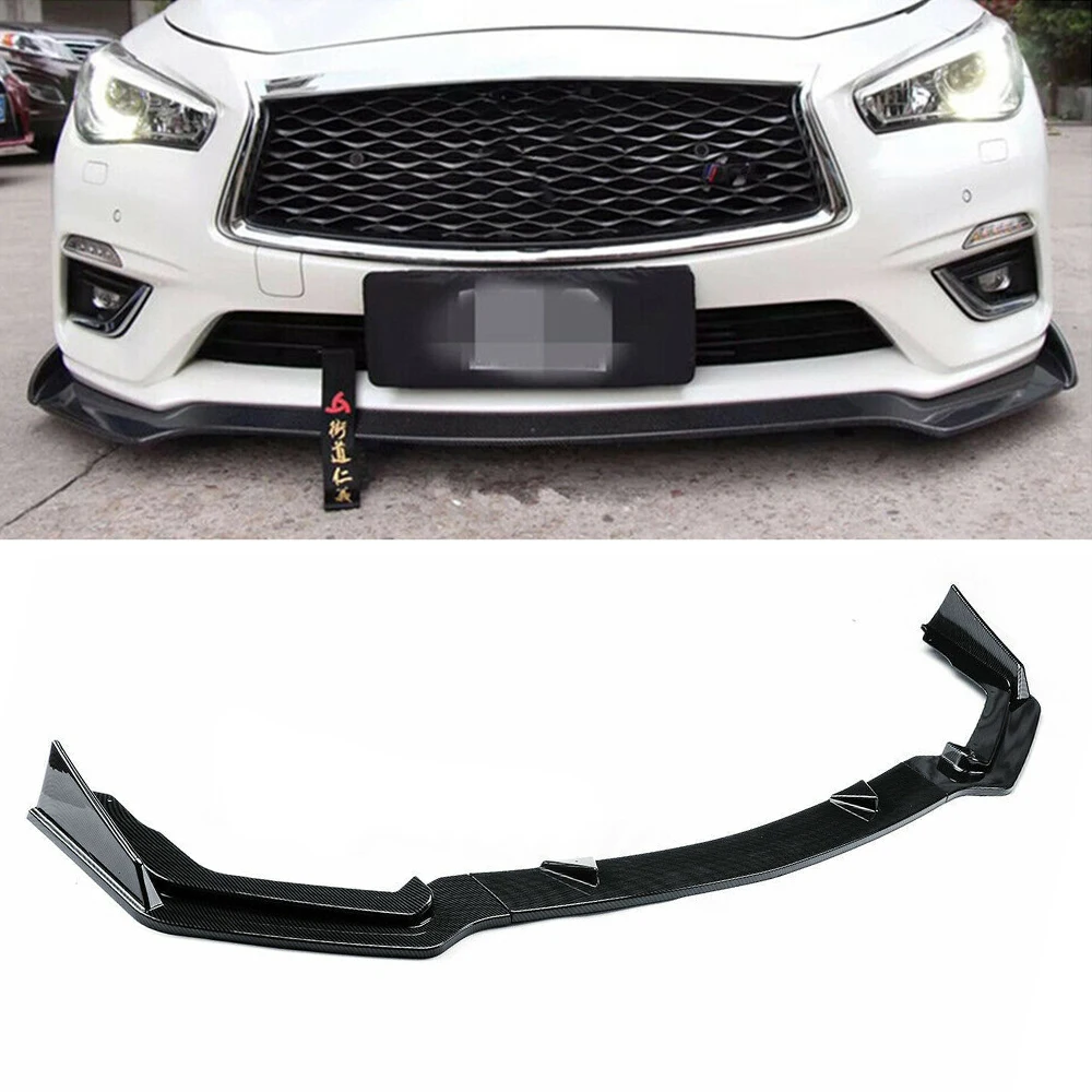 For Infiniti Q50 2014 2017 Sport Sedan 4 Door Front Bumper Spoiler Lip Carbon Fiber Look Car