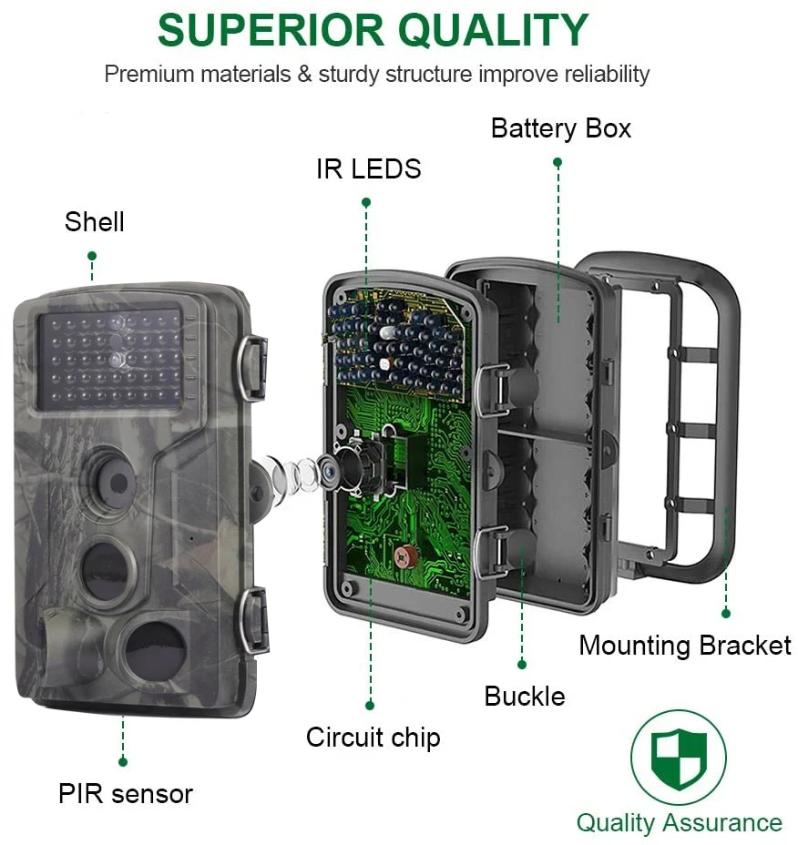 Outdoor Hunting Trail Camera HC-802A Wildlife 24MP 2.7K 0.3s Trigger Night Vision Motion Detection Scouting Photo Traps Track