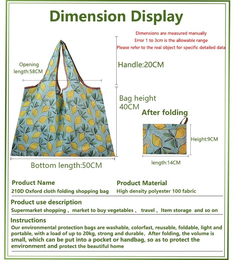 Big Thick Eco Nylon Shopping Bag Large Supermarket Tote Women's Handbags Reusable Portable Shoulder Folding Pouch Foldable