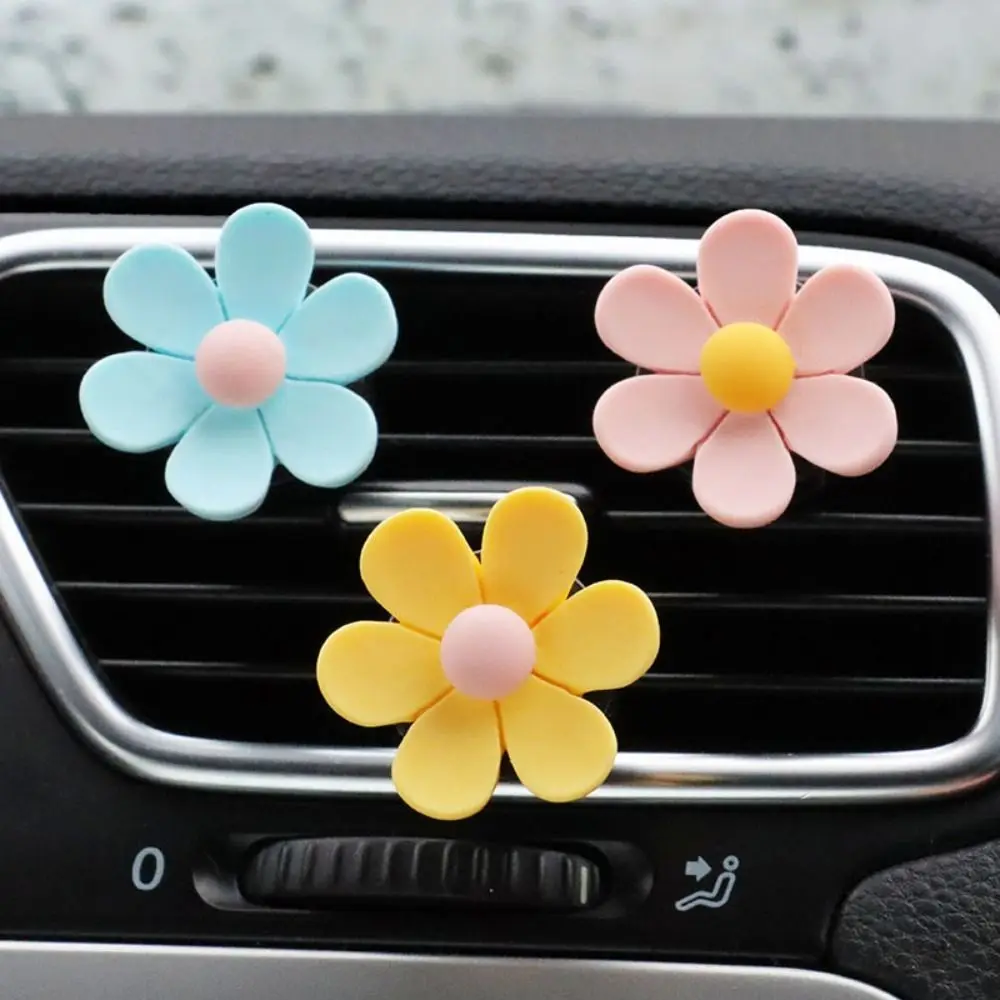 Five-petal Flower Car Perfume Decorative Clip Daisy Car Air Conditioning Outlet Clip Daisy Scented Holder 3Pcs/Set car perfume clip