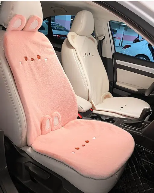 Tigpoty Luxury Thickened Plush Car Seat Cushion Set, Fluffy Car