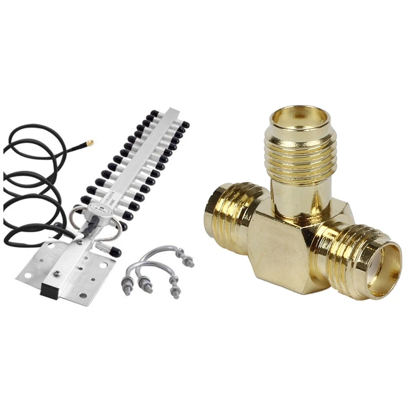 

1 шт., разъем адаптера SMA типа «Мама»-«мама», «тройной Т», 1 шт., 2,4 ГГц, 16DBI-18DBI, Yagi, WLAN, Wi-Fi, всенаправленная антенна