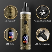 RESUXI LM-502 All Metal Body LCD Electric Nose and Ear Hair Trimmer Painless Tool Rechargeable Nose and Ear Hair Clippers 2