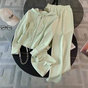 Women Hooded Cardigan Wide Leg Set 1
