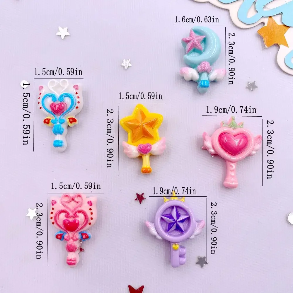 Resin Colorful Cartoon Love Magic Wand Flatback Stone Figurines DIY Hair Clip Scrapbook Decor Jewelry Crafts Accessories 20PCS