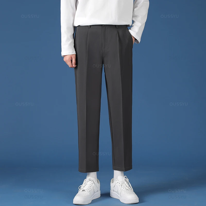 Autumn Winter New Smooth Pendulous Suit Pants Men Business Long Trousers Korean Thick Formal Ankle Length Pant Male Plus Size 40 4