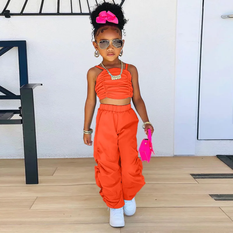 Summer Soft Sleeveless t-shirt And Pant 2PCS Set Yellow Color Fashion  Casual Baby Girl Outfit For 4 6 8 9 10 12 14Yrs - AliExpress