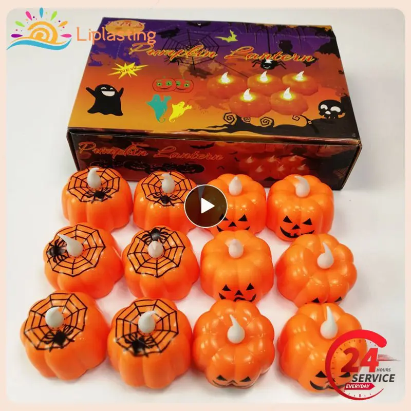 

Halloween Small Night Light Portable Pumpkin Lamp Electronic Candle With Battery LED Christmas Ornaments Home Decorations