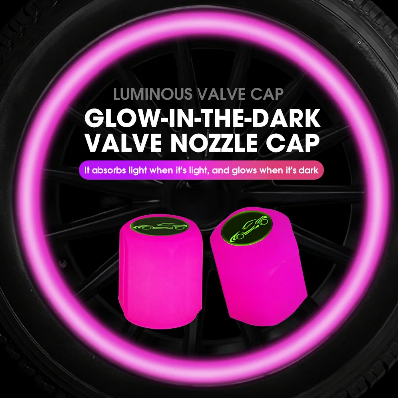 Tappi per valvole luminose da 4 pezzi valvole per pneumatici fluorescenti per auto Glow In The Dark tappi per ruote per moto per auto decorazione per coprimozzo per pneumatici  34