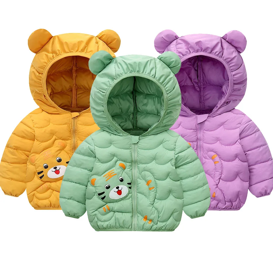 

Children Coat Boys Girls Zipper Light Outerwear Kids Puffer Snowsuit Baby Mouse Ear Hooded Winter Clothes 1-5 Years Warm Jacket