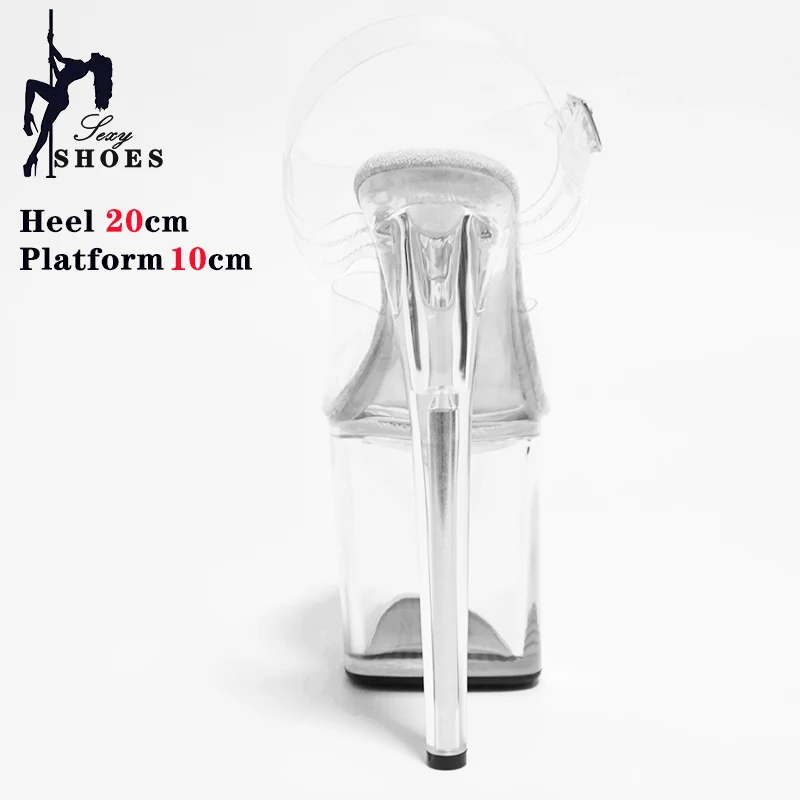Women's Sandals with Heels Nightclub Dancing Stilettos Clear Heels Crystal Platform Ladies Pole Dancing T-show Model Stripper Sh