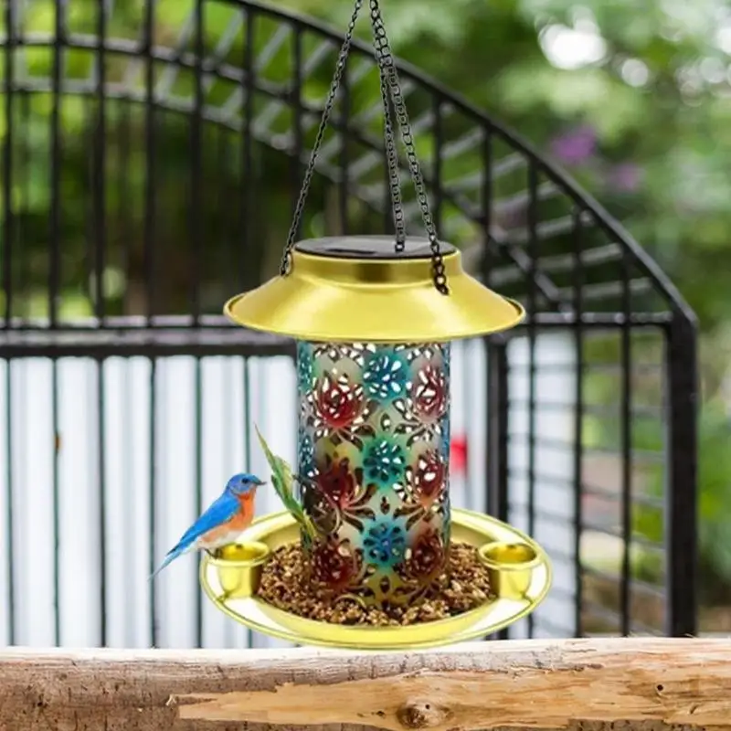 

Кормушка для птиц на солнечной батарее, металлическая Водонепроницаемая наружная подвесная Кормушка Для Колибри, уникальный фонарь