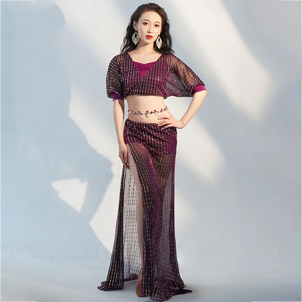 

Shiny Oriental Dance Training Suit Belly Dance Costume New Performance Costume Suit Female Sexy Performance Costume